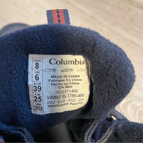 Columbia Firecamp Boots Waterproof Hiking Trail Blue Quilted Size 9 - Picture 8 of 9